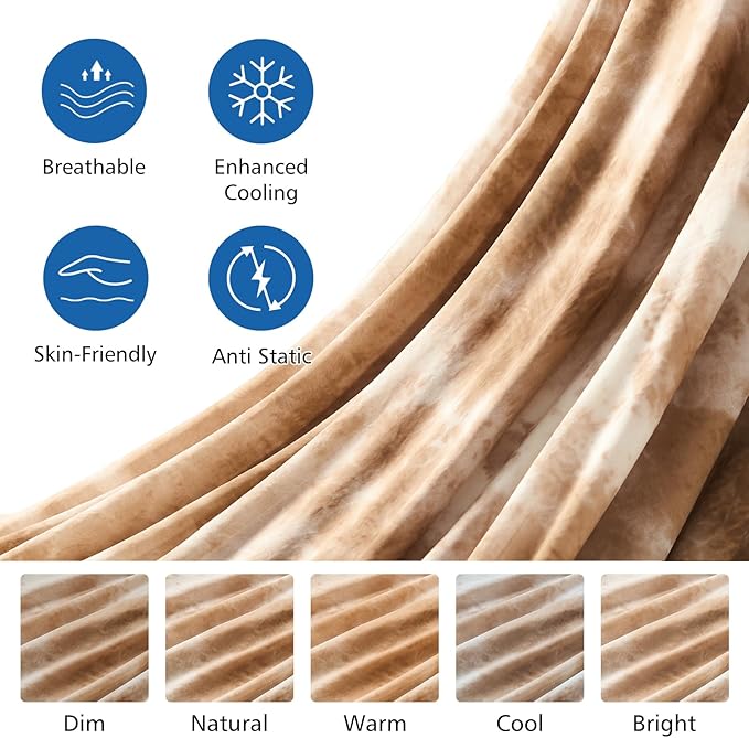 EMME Cooling Blanket 50"x70", Q-Max 0.5 Cooling Blankets for Hot Sleepers, Ice Summer Blanket for Nights Sweats, Khaki Lightweight Sheet for Bed