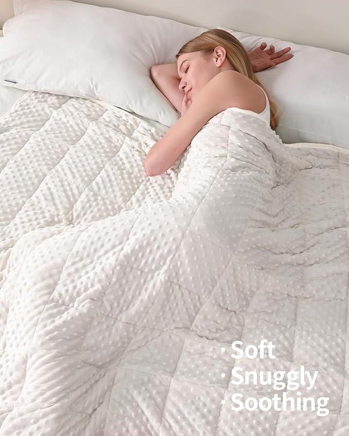 Mr. Sandman Weighted Blanket for Adults, Heavy Blanket for Woman,Man Sleeping/Calm, Soft and Cozy Weighted Throw Blankets, Machine Washable, 48 x 72in, 15 lbs, White