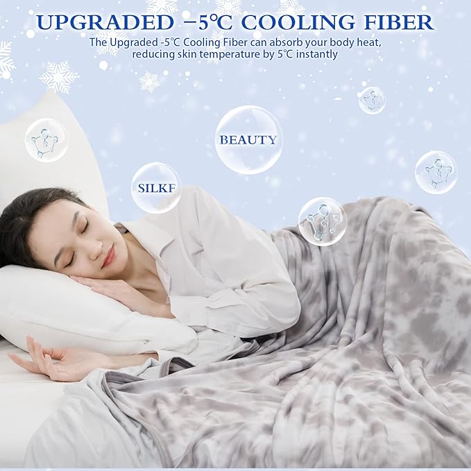 CHOSHOME Cooling Blanket Twin Size, Double Sided Cold Effect Arc-Chill Q-Max>0.5 Cooling Blankets for Hot Sleepers and Night Sweats, Lightweight Cold Breathable Summer Bed Blanket, 60" x 80", Grey