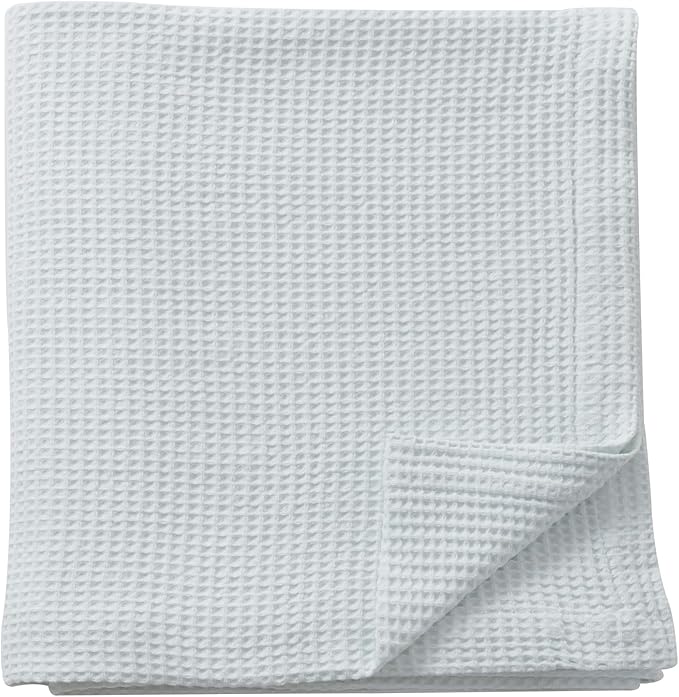 100% Cotton King Size Bed Blanket - Light Blue Waffle Weave Summer Blanket - 102x90in Prewashed, Breathable, Woven, Layering