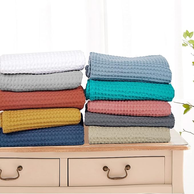 PHF Pre-Washed Cotton Waffle Weave Blanket Baby Size,Snag Proof Throw for Spring Summer,Lightweight Breathable 30x40,Oeko-TEX Certified for Bed,Machine Washable, Home Decor Gift,Teal