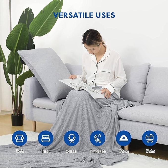 HOMFINE Cooling Blankets for Hot Sleepers - Summer Blanket Thin Lightweight Breathable Soft Double Side Enhanced Cooling for Bed Couch Sofa, Keep Cool for Night Sweats (Grey, 50 x 70 inches)