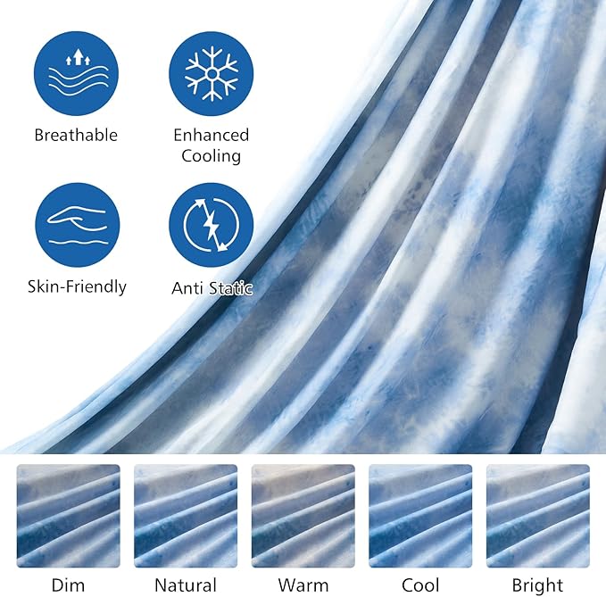 EMME Cooling Blanket 50"x70", Q-Max 0.5 Cooling Blankets for Hot Sleepers, Ice Summer Blanket for Nights Sweats, Blue Lightweight Sheet for Bed