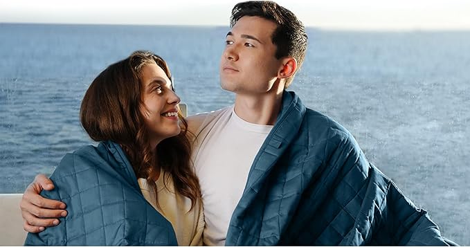 YnM Exclusive Weighted Blanket, Soothing Cotton, Smallest Compartments, Bed Blanket for One Person of 190lbs, Ideal for Queen/King Bed (60x80 Inches, 20 Pounds, Peacock/Grey Reversible)