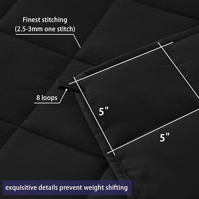 yescool Weighted Blanket for Adults (20 lbs, 88” x 104”, Black) Cooling Heavy Blanket for Sleeping Perfect for 190-210 lbs, Queen Size Breathable Blanket with Premium Glass Bead, Machine Washable