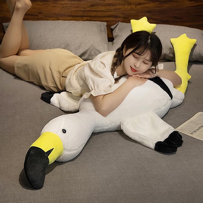 Giant Flamingo Stuffed Animal 70.87in Large Flamingo Plush Pillow Cute Soft Big Long Cuddly Plushie for Kids Adults Birthday Festival Gift Bed Home Decor Cushion White