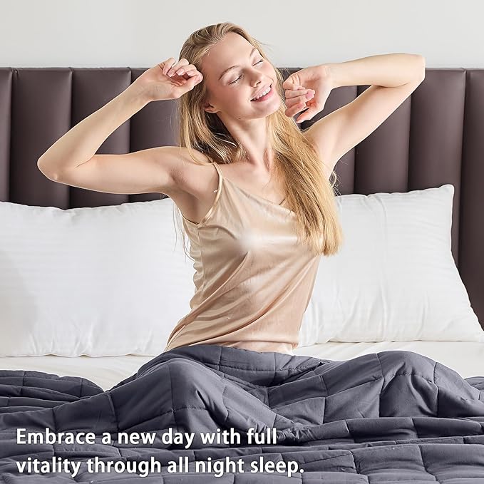 King Size Weighted Blanket for Adults (25 lbs, 80” x 87”, Grey& Black) Cooling Heavy Blanket for Sleeping Perfect for 190-210 lbs, Breathable Blanket for Adults & Couple All Season, Machine Washable