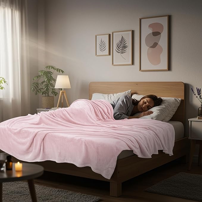 Utopia Bedding Fleece Blanket King Size Pink 300GSM Luxury Fuzzy Soft Anti-Static Microfiber Bed Blanket (90x102 Inch)