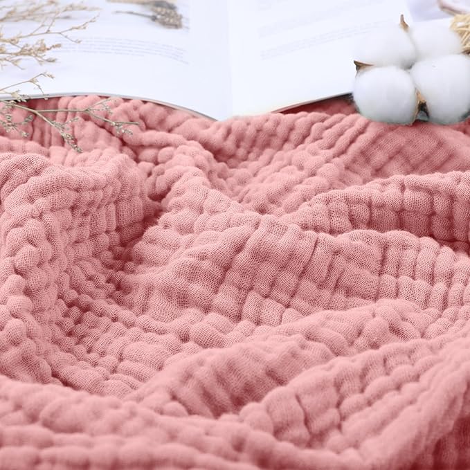 Yoofoss Muslin Blanket 100% Cotton Throw Large 50" x 60" for Bed Couch Summer Gauze Blanket for Adults Lightweight and Breathable Bean Paste