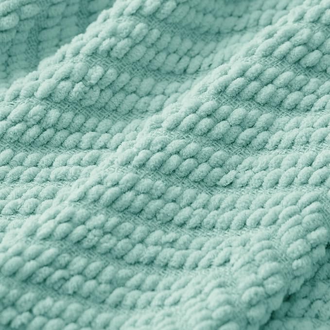 Bedsure Throw Blankets for Couch - Textured Chunky Knit Woven Chenille Blanket - Super Soft, Warm Decorative Boho Throw with Tassels for Bed, Sofa and Living Room Decor, Sky Teal, 50x60 Inches