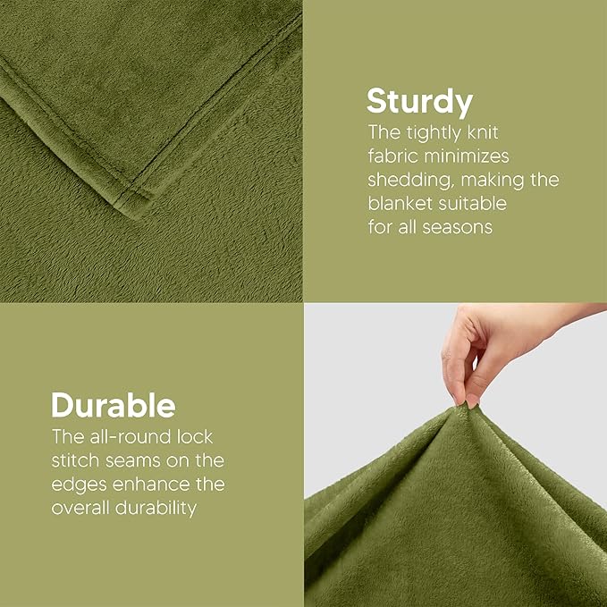 Utopia Bedding Fleece Blanket Full Size Olive 300GSM Luxury Fuzzy Soft Anti-Static Microfiber Bed Blanket (90x84 Inch)