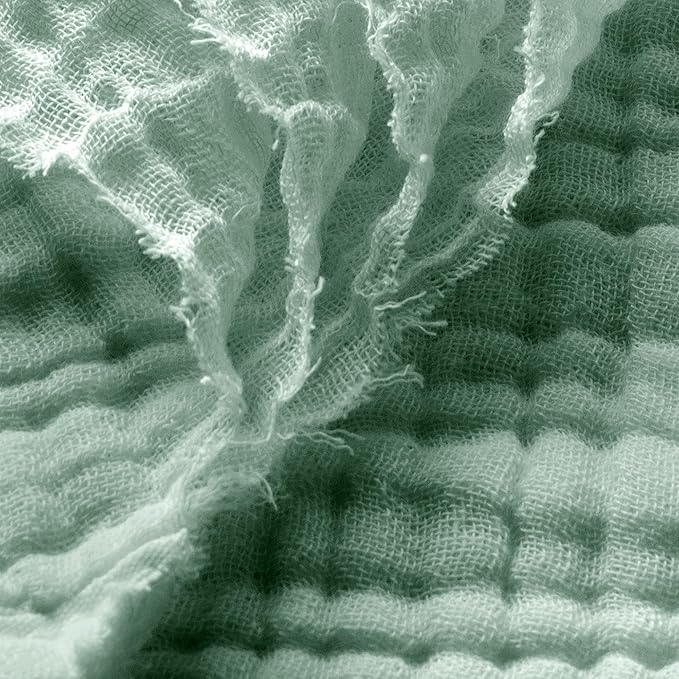 Carriediosa 100% Cotton Muslin Throw Blanket 108" X 90" King Size,4-Layers Summer Gauze Throws for Bed Couch,Soft Lightweight Breathable Linen Blankets Bedspread for Adults All Season,Sage Green