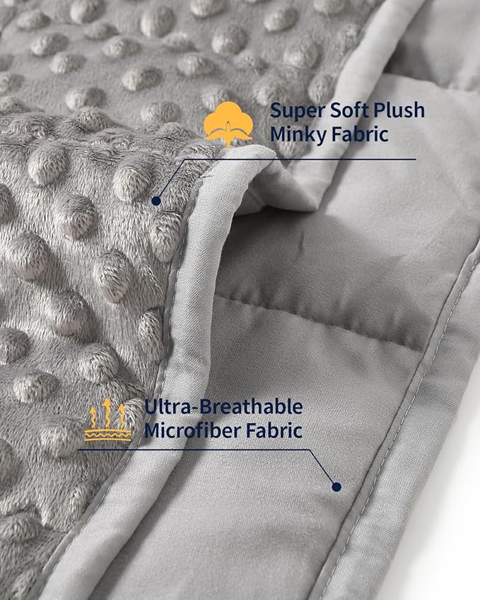 Mr. Sandman Weighted Blanket for Adults, Minky Dots Heavy Blanket for Woman,Man Sleeping and Calm, Soft and Cozy Cooling Weighted Throw Blankets, Machine Washable, 48 x 72in, 15 lbs, Grey