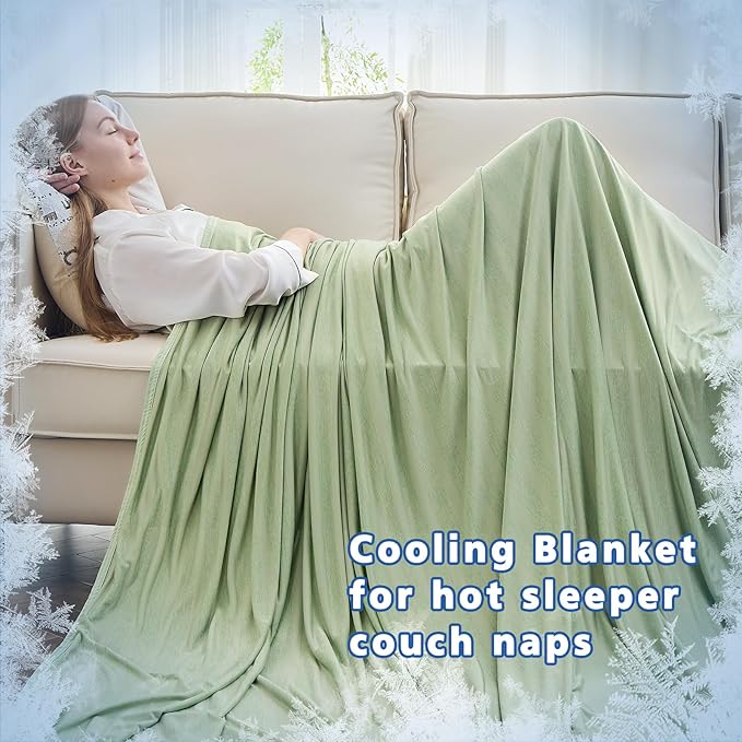 EMME Cooling Blankets for Hot Sleepers, Summer Blanket Twin/Full Size for Bed, Thin Lightweight Throw Blanket for Couch, Double-Sided Keep Body Cool, Green Cold Sheet Night Sweats