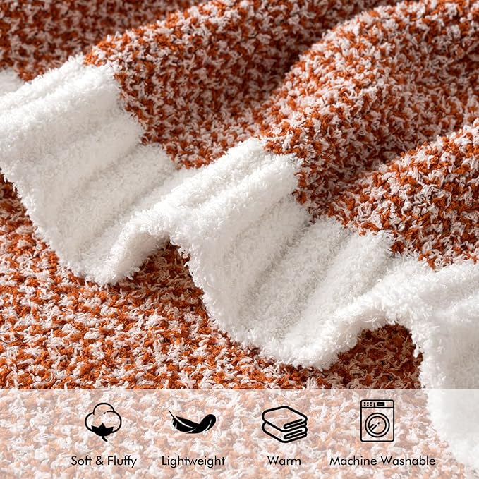 MIULEE Burnt Orange Super Soft Throw Blanket for Couch, Cozy Fluffy Warm Throws Knit Blankets for Sofa, Bed, Chair, Living Room, Camping, Picnic, 50 x 60 inch