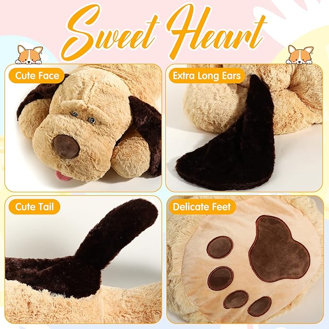 HyDren 55 Inch Giant Puppy Dog Stuffed Animal Large Plush Pillow Soft Huge Toy for Boys Girls Adults Birthday Holiday Presents