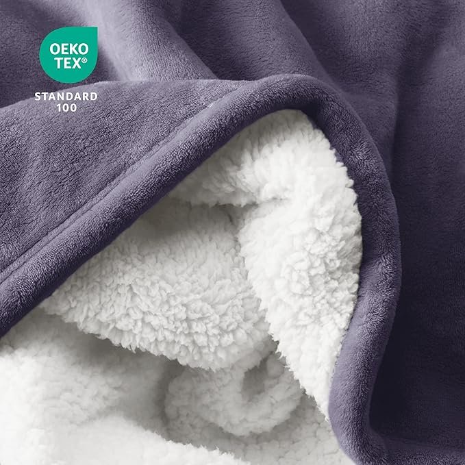 Bare Home Sherpa Fleece Blanket - Twin/Twin Extra Long - Blanket for Bed, Sofa, and Couch - Warm & Lightweight - Fluffy & Soft - Reversible (Twin/Twin XL, Dusty Purple)