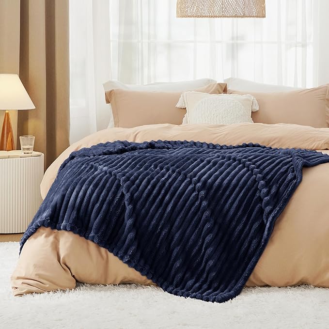 Bedsure Blue Fleece Blanket for Couch - GentleSoft Cozy Soft Blankets for Women, Cute Small Throws for Girls, 50x70 Inches