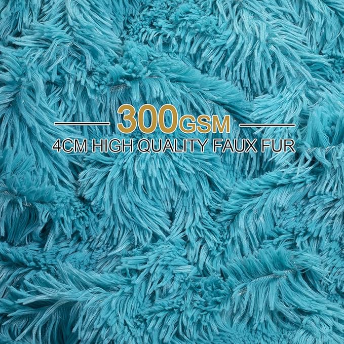 YUSOKI Teal Faux Fur Throw Blanket,2 Layers,50" x 60", Turquoise Soft Fuzzy Fluffy Plush Furry Comfy Warm Blanket for Teens Girls Couch Bed Chair Sofa Bedroom Fall Winter