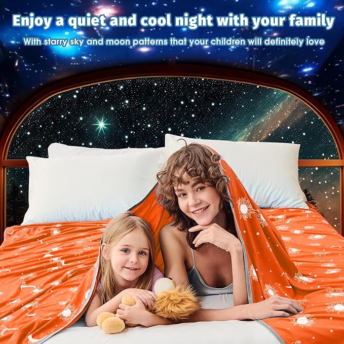 inhand Cooling Blanket Queen Size (90"x90") - Cooled Blankets for Hot Sleepers Lightweight Breathable Summer Blanket for Sleeping Night Sweats to Keep Cool in The Heat -Flame Orange