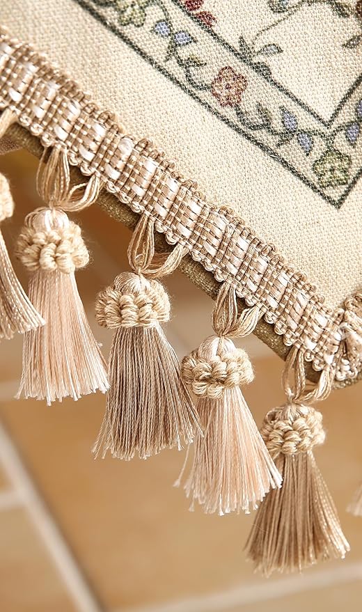 patdrea Designer Vintage Floral Linen Table Runner 87 Inch Long, Beige Cottage Rustic Bouquets Pattern Table Mat,Decor for Kitchen Dining Coffee Table Shelf Cabinet Banquet Christmas ,12"*87"