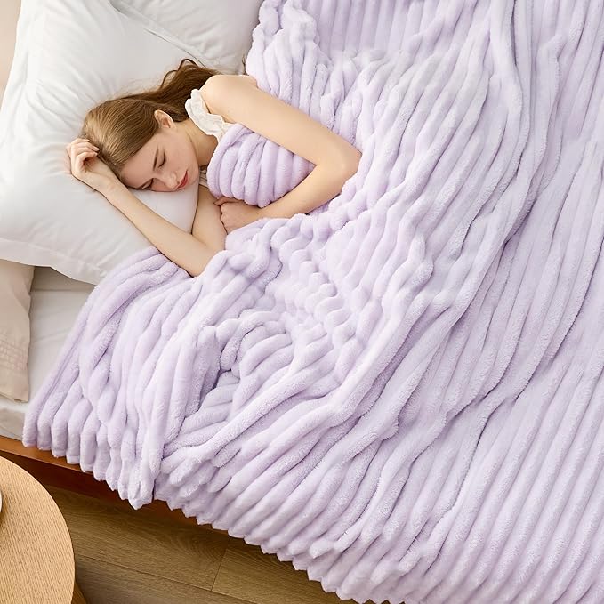 Bedsure Lavender Fog California King Size Blanket for Bed - GentleSoft Cozy Soft Blankets for Women, Cute Small Fleece Throws for Girls, Birthday Gifts for Women, 102x96 Inches