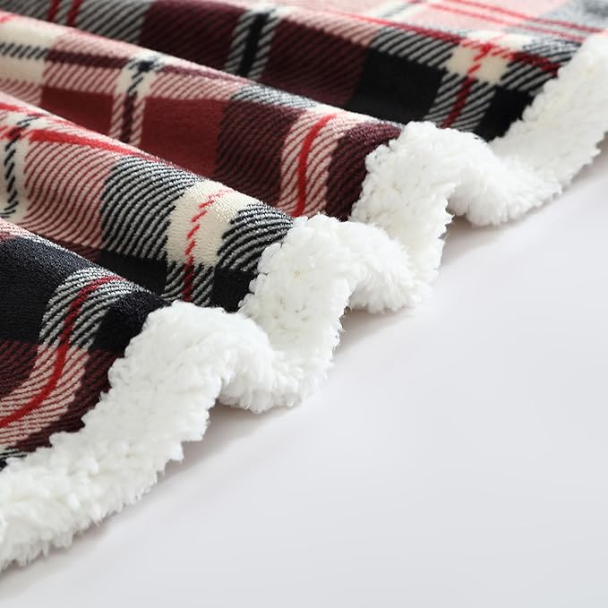 Eddie Bauer - Blanket, Super Soft Reversible Sherpa & Brushed Fleece Bedding, Throw Blankets for Couch, Ideal for Lounging (Trailhead Plaid Red)