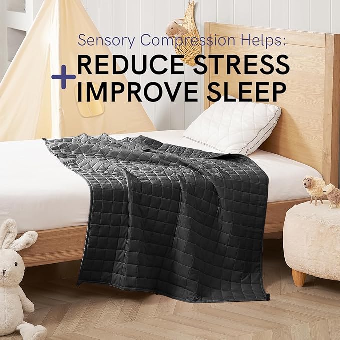 YnM Exclusive Weighted Blanket, Smallest Compartments with Glass Beads, Bed Blanket for One Person of 40lbs, Ideal for Twin Bed (36x48 Inches, 5 Pounds, Dark Grey)