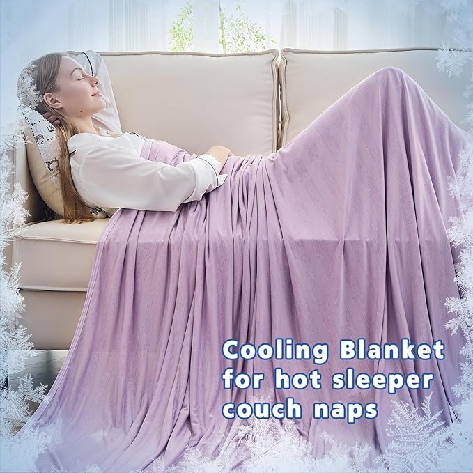 EMME Cooling Blankets for Hot Sleepers, Summer Blanket Twin/Full Size for Bed, Thin Light Throw Blanket for Couch Sofa, Double-Sided Keep Body Cool, Cold Blankets Night Sweats, Purple