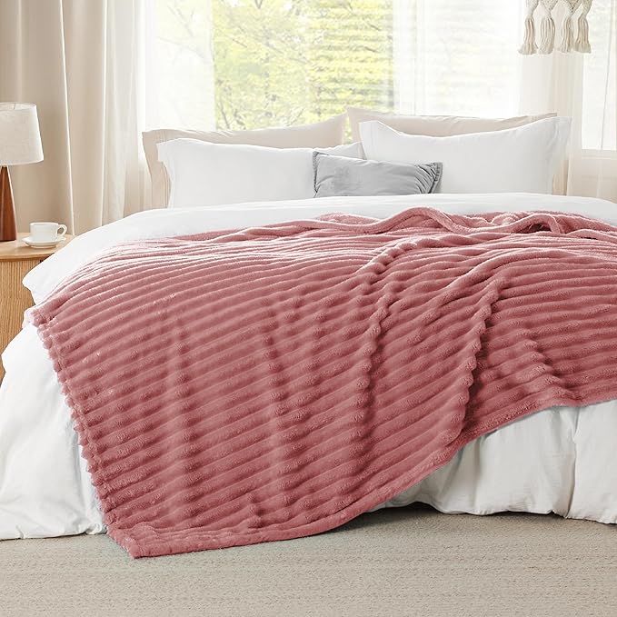 Bedsure Brick Dust Fleece Queen Blanket for Couch - GentleSoft Cozy Soft Blankets for Women, Cute Small Throws for Girls, 90x90 Inches