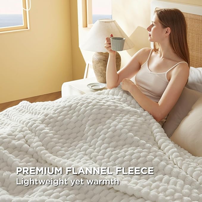 Bedsure King Size Blanket for Bed - Super Soft, Cozy Blankets for Women, Cute Large Fleece Gifts for Girls, Off White, 108x90 Inches