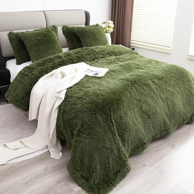 YUSOKI Twin Size Faux Fur Throw Blanket(Olive Green,60" x 80"),Whithout Pillows,Winter Lightweight Plush Fuzzy Soft Cozy Microfiber Comfy Bed Blanket for Women Kids Girls Couch Sofa Washable