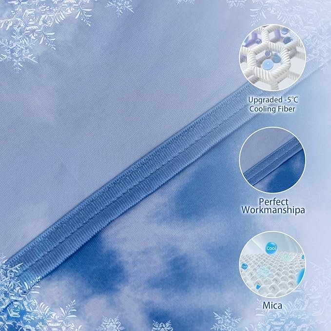 CHOSHOME Cooling Blanket Queen Size, Double Sided Cold Effect Arc-Chill Q-Max>0.5 Cooling Blankets for Hot Sleepers and Night Sweats, Lightweight Cold Breathable Summer Blanket, 90" x 90", Blue