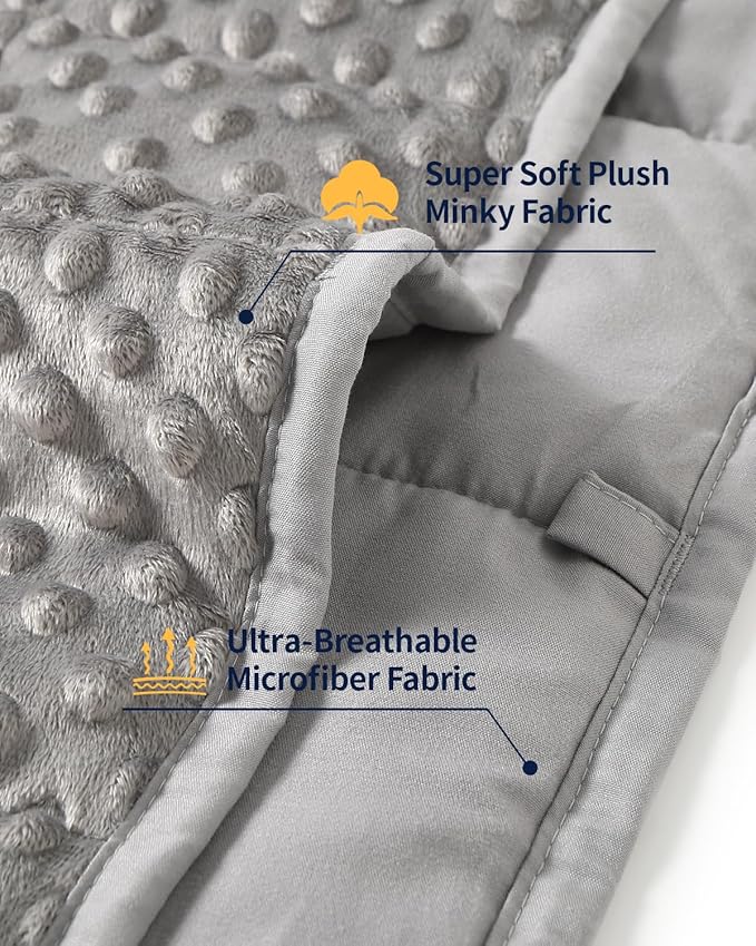 Mr. Sandman Weighted Blanket for Adults Queen, Minky Dots Heavy Blanket for Woman,Man Sleeping/Calm, Soft, Cozy and Cooling Weighted Throw Blankets, Machine Washable, 80 x 87in, 20 Pounds, Grey