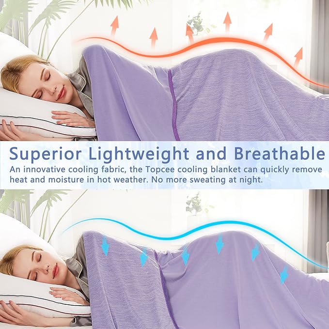 Topcee Cooling Blanket(90"x108"King Size) for Night Sweats Absorbs Heat to Keep Adults Cool on Warm Nights, Q-Max 0.5 Cooling Blankets for Hot Sleepers, Ultra-Cool Lightweight Blanket for Bed