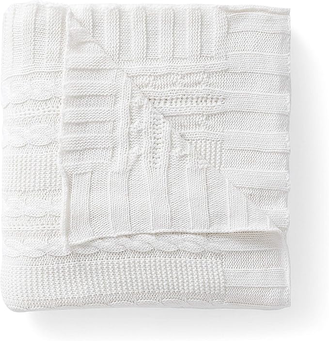 VCNY Home - Throw, Soft & Cozy Cotton Blanket, Cable Knit Home Decor (Dublin White, 50" x 70")