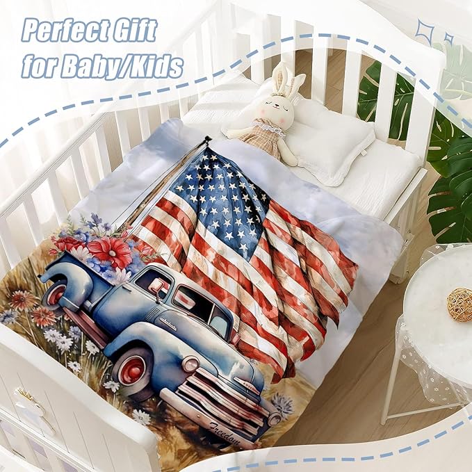 Neatee Living Patriotic Throw Blanket Baby Small 4th of July Memorial Day Fourth of July American Flag Blanket for Swaddle Toddler Veteran Day Stars and Stripes Red White Blue Blanket 30x40