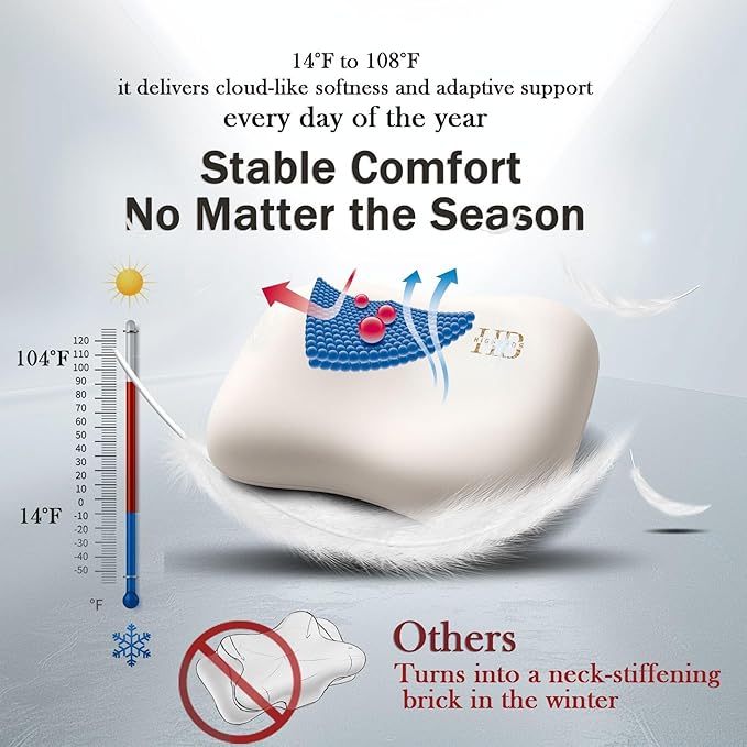 Cervical Neck Pillow for Memory Foam โ Soft Ergonomic Side Sleeper Pillow for Neck Pain Relief, Ice Silk Zipperless Pillowcase, Eco-Friendly and Durable Material