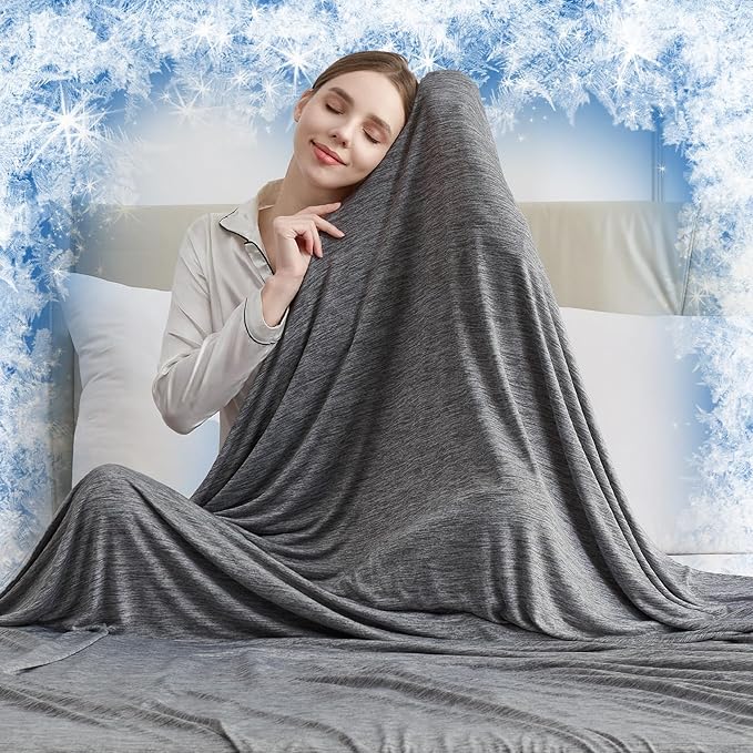 CHOSHOME Cooling Blanket Twin, Double Sided Cooling Blankets for Hot Sleepers, Arc-Chill Q-Max>0.5 Cold Blanket, Lightweight Breathable Summer Blankets for Couch, Bed, Sofa, Camping, 60" x 80", Black