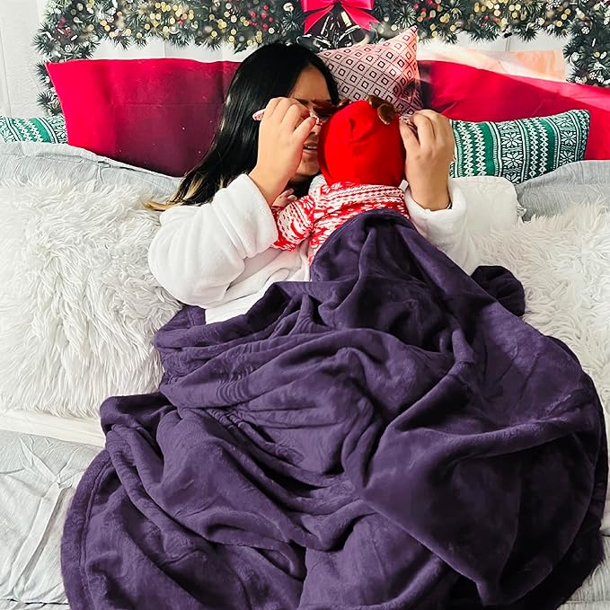 Bedsure Fleece Blankets Queen Size Purple - Bed Blanket Soft Lightweight Plush Fuzzy Cozy Luxury Microfiber, 90x90 inches