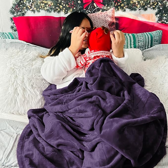 Bedsure Fleece Throw Blanket Purple - 300GSM Blankets for Couch, Sofa, Bed, Soft Lightweight Plush Cozy Throws for Toddlers, 50x60 inches