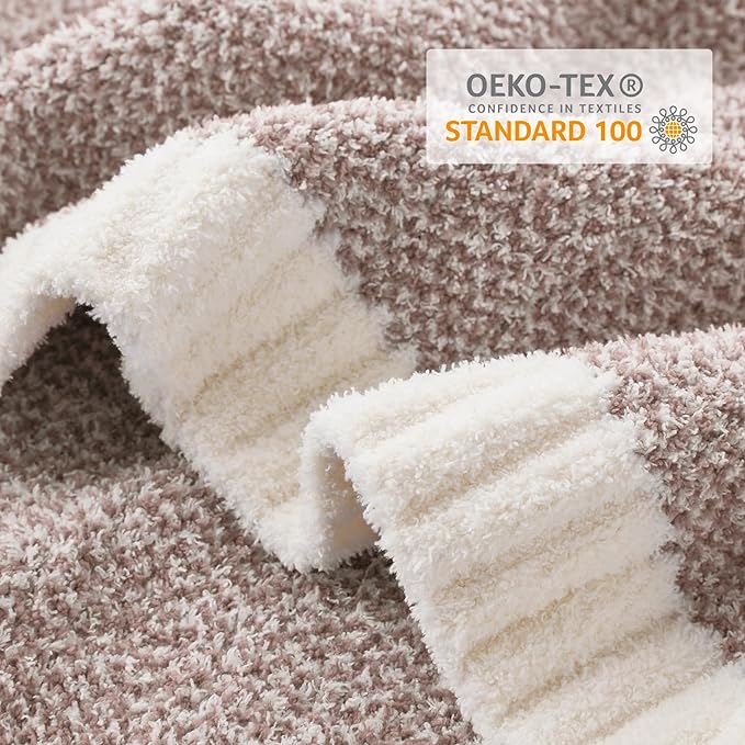 Snuggle Sac Heather Taupe Throw Blanket for Couch, Reversible Super Soft Knitted Blankets Warm Cozy Knit Fuzzy Plush Lightweight Throws for Sofa, Bed, Camping, Picnic, Taupe, 50x60 inches