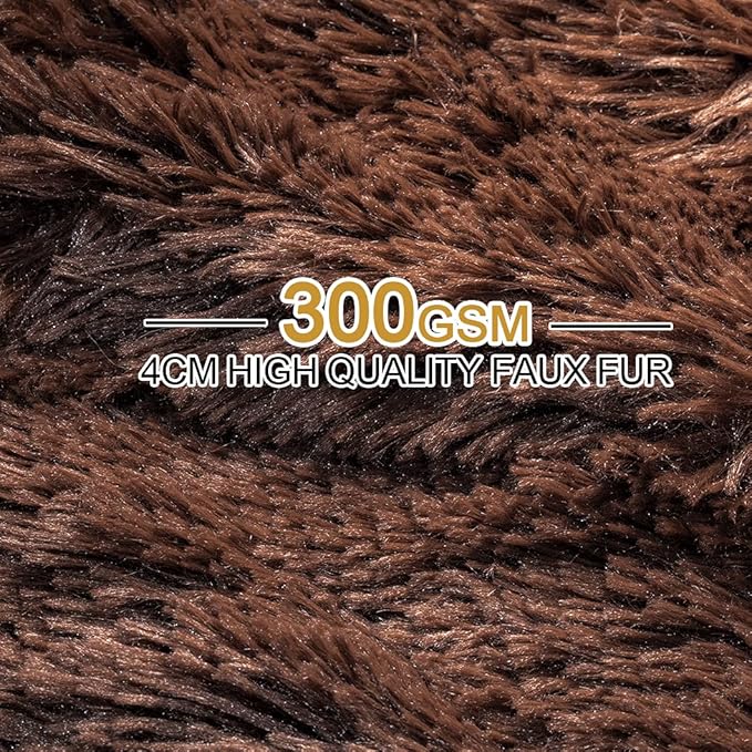 YUSOKI Long Faux Fur Throw Blanket for Sofa Couch,2 Layers,2.1lb,All Ages,Home Decoration, (Brown,50" x 60")