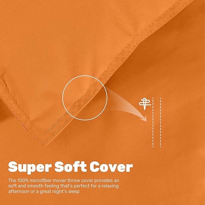 Soft Lightweight Down Blanket for Bed Sofa Couch Indoor and Outdoor Use, Warm and Fluffy Throw Blanket, Orange, King Size (108"X88")