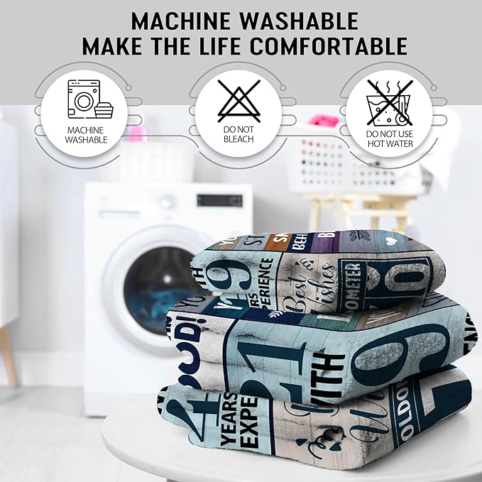 70th Birthday Gifts Throw Blanket, 60" x 80", Flannel, Unisex, Adult, All Seasons, Retro, Letter Print, Heavyweight, 1 Count