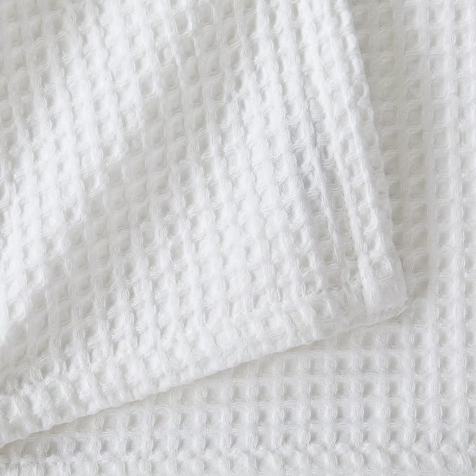 100% Cotton Waffle Weave Bed Blanket | Soft, Breathable, and Lightweight Blanket for All-Season | Perfect for Layering | Brielle Collection (Full/Queen, White)