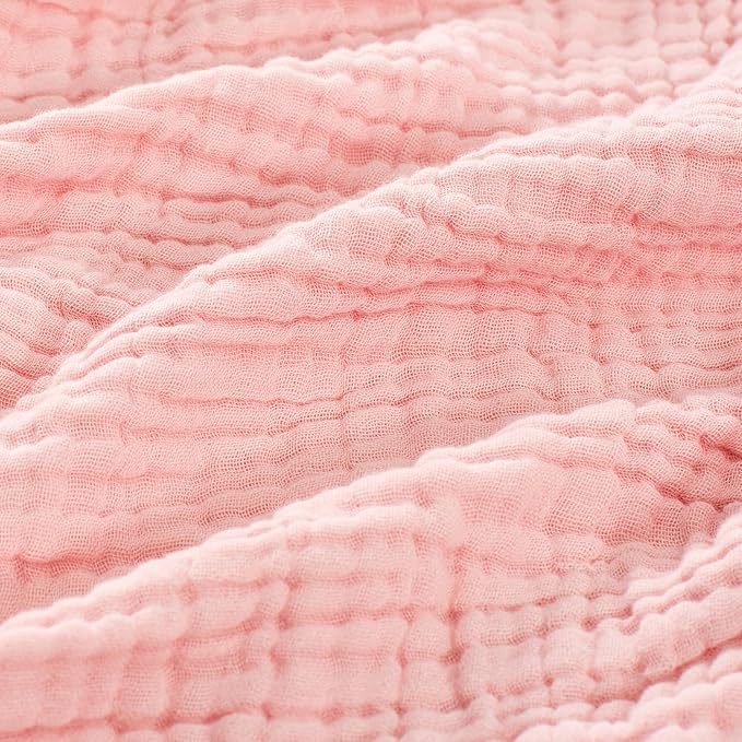 Carriediosa 100% Cotton Muslin Throw Blanket 50" X 70" Throw XL Size,4-Layers Summer Gauze Throws for Bed Couch,Soft Lightweight Breathable Linen Blankets Bedspread for Adults All Season,Dusty Pink
