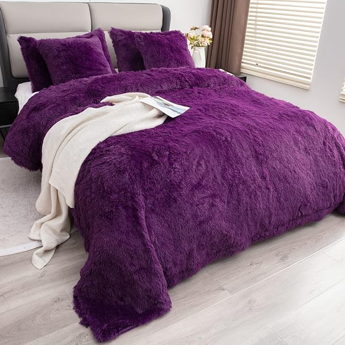 YUSOKI Twin Size Faux Fur Throw Blanket(Purple,60" x 80"),Whithout Pillows,Winter Lightweight Plush Fuzzy Soft Cozy Microfiber Comfy Bed Blanket for Women Kids Girls Couch Sofa Washable