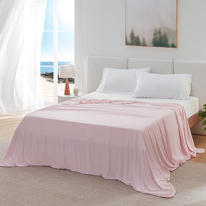 Bedsure Pink Cooling Blanket Queen Size for Hot Sleepers - Summer Cold Blanket for Queen Size Bed with Rayon Derived from Bamboo, Ice Cool Cold Arc-Chill Thin Summer Bedding Essentials, 90x90