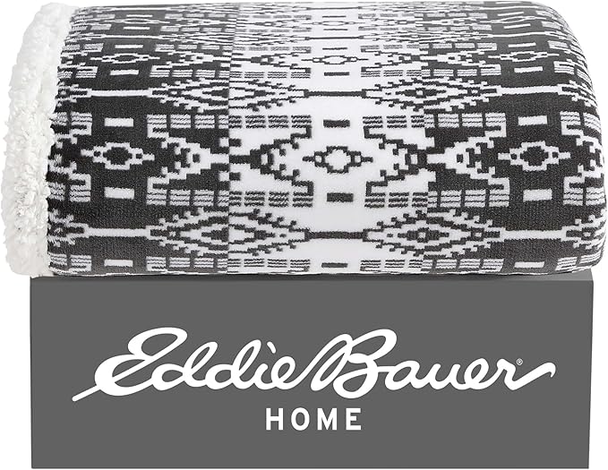 Eddie Bauer - Blanket, Super Soft Reversible Sherpa & Brushed Fleece Bedding, Throw Blankets for Couch, Ideal for Lounging (San Juan Grey)